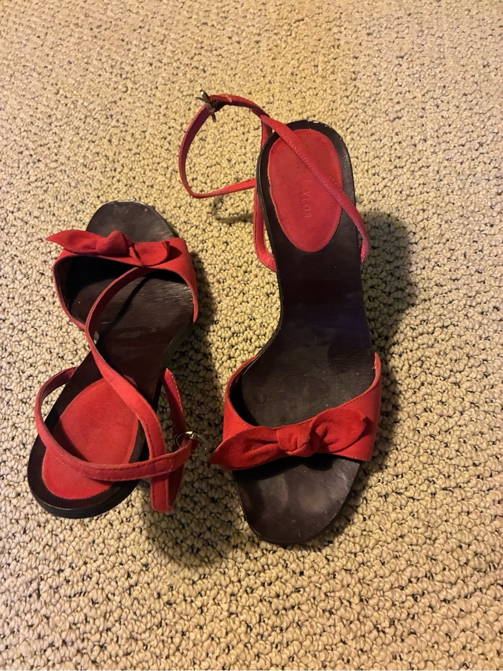 Ann Taylor Red Bow Strappy Heels